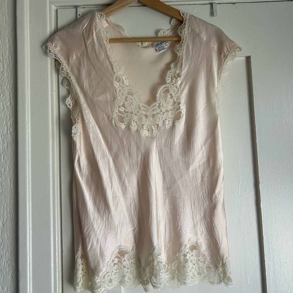 100% Silk Top with Lace Detail